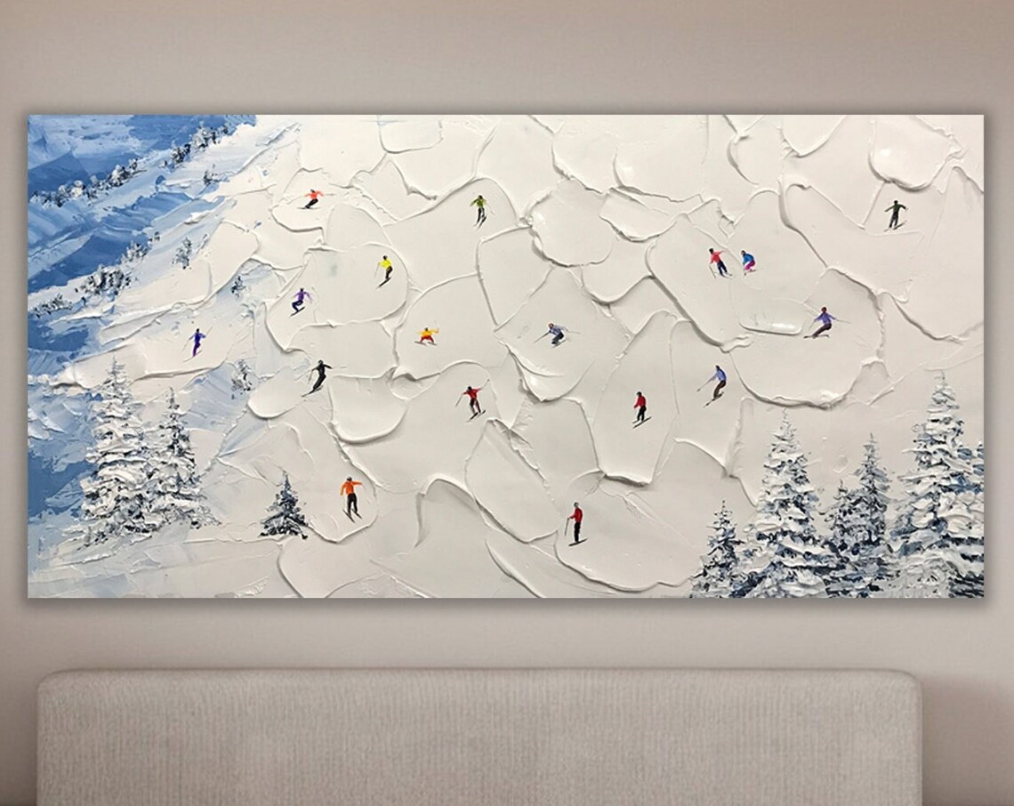 Skier on Snowy Mountain Art Print, Personalized