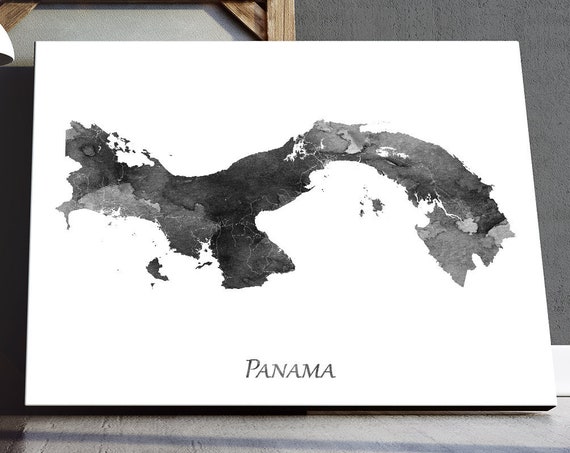 Panama Map Print, Black And White Watercolor