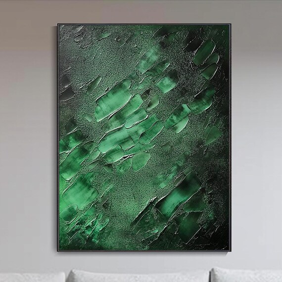 Original Oil Painting Lush Green Forest Large Landscape Wall Decor Modern Home Decor Textured Knife Art 3d Effect Vibrant Forest