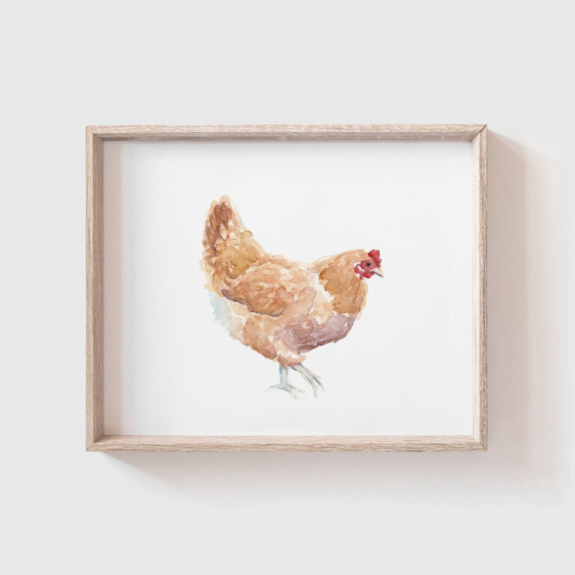 Yellow Chicken Watercolor Art Print, Farmhouse Kitchen Decor