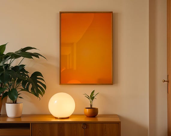 Tangerine Aura Gradient Art Print Vibrant Orange Sun Wall Warm Energy Abstract Poster Luminous Dopamine Decor