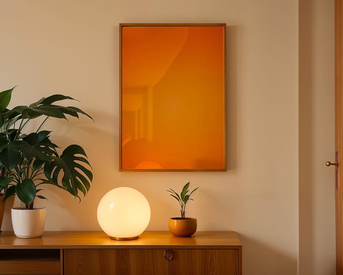 Warm Orange Glow Gradient Minimal Abstract Colorful Wall Art