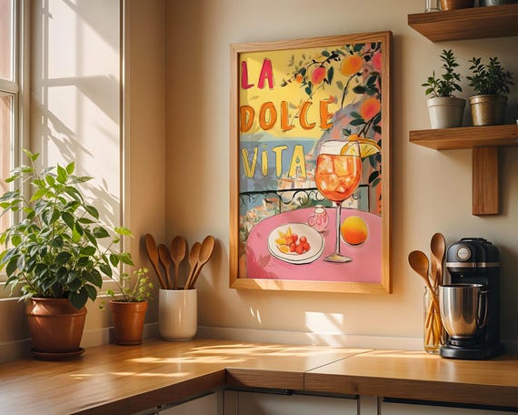 La Dolce Vita Retro Aperol Cocktail Art Print