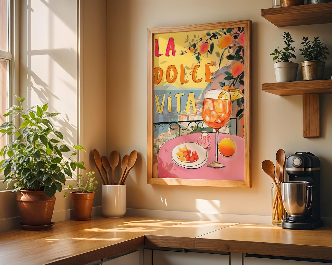 La Dolce Vita Retro Aperol Cocktail Art Print