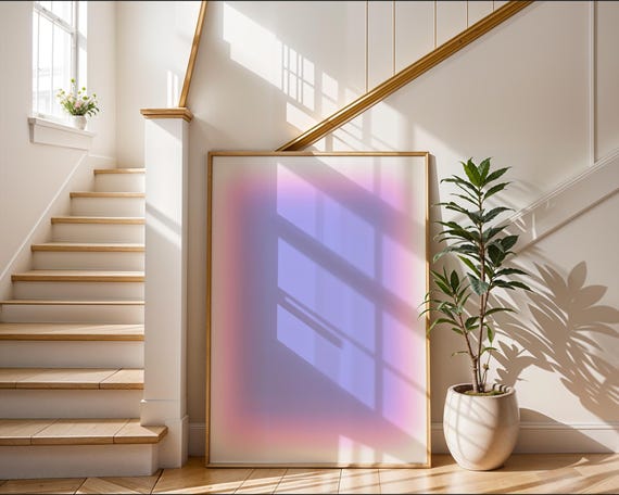 Pastel Purple Aura Gradient Art Print Light Lilac Spiritual Poster Abstract Wall Decor Minimalist Healing Energy Gift Idea