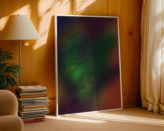 Abstract Green Wall Art Moody Dark Gradient Print Contemporary Digital Download Modern Minimalist Blur Poster Atmospheric Home Decor