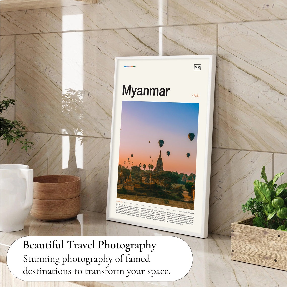 Myanmar Bagan Sunrise Hot Air Balloons Over Ancient Temples Poster - Image 4