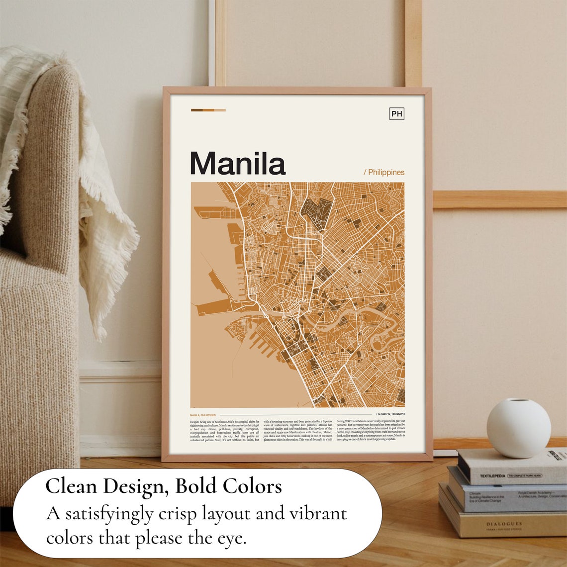 Manila Philippines Street Map Vintage Brown Sepia City Poster - Image 3