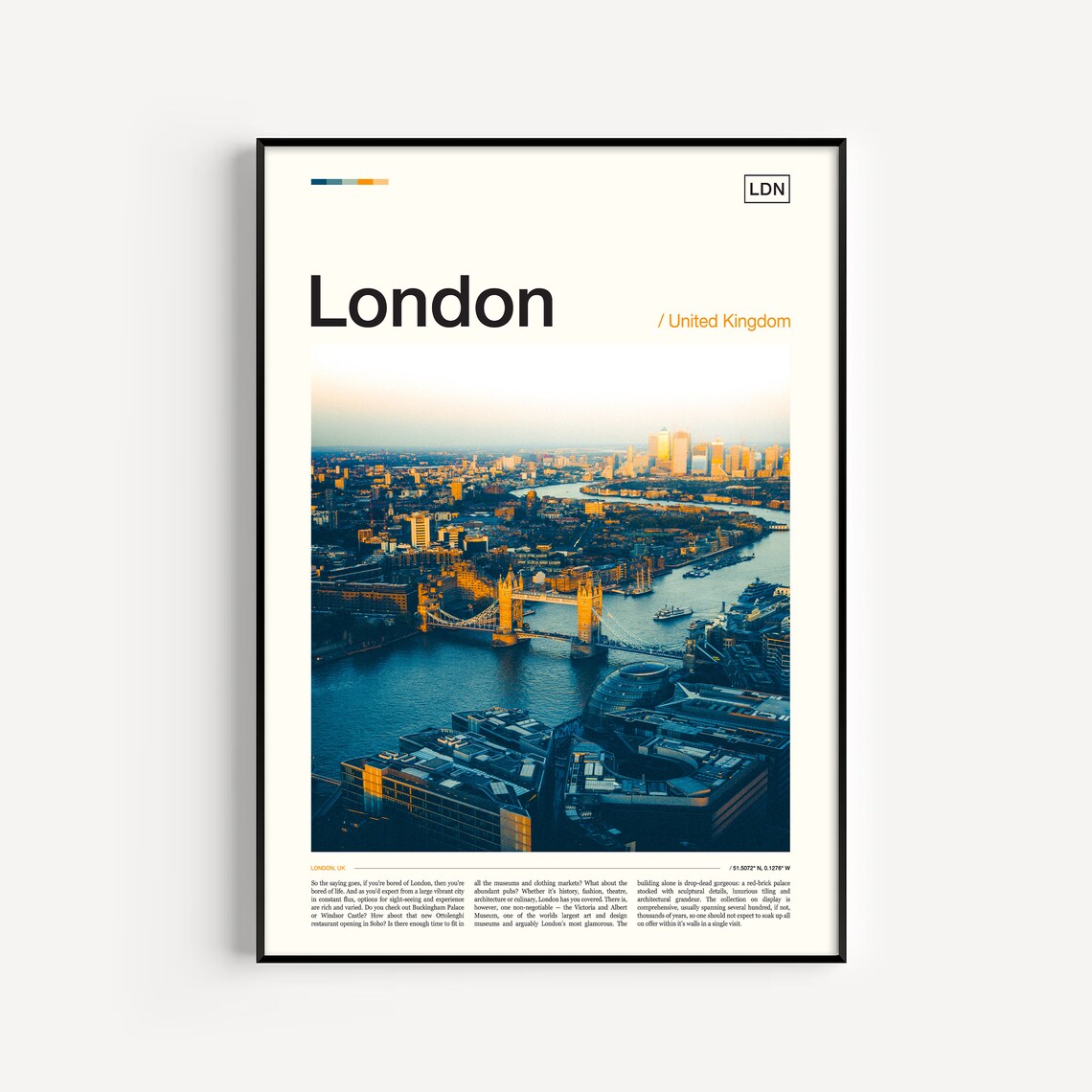 London United Kingdom Aerial Thames Tower Bridge City Skyline Poster