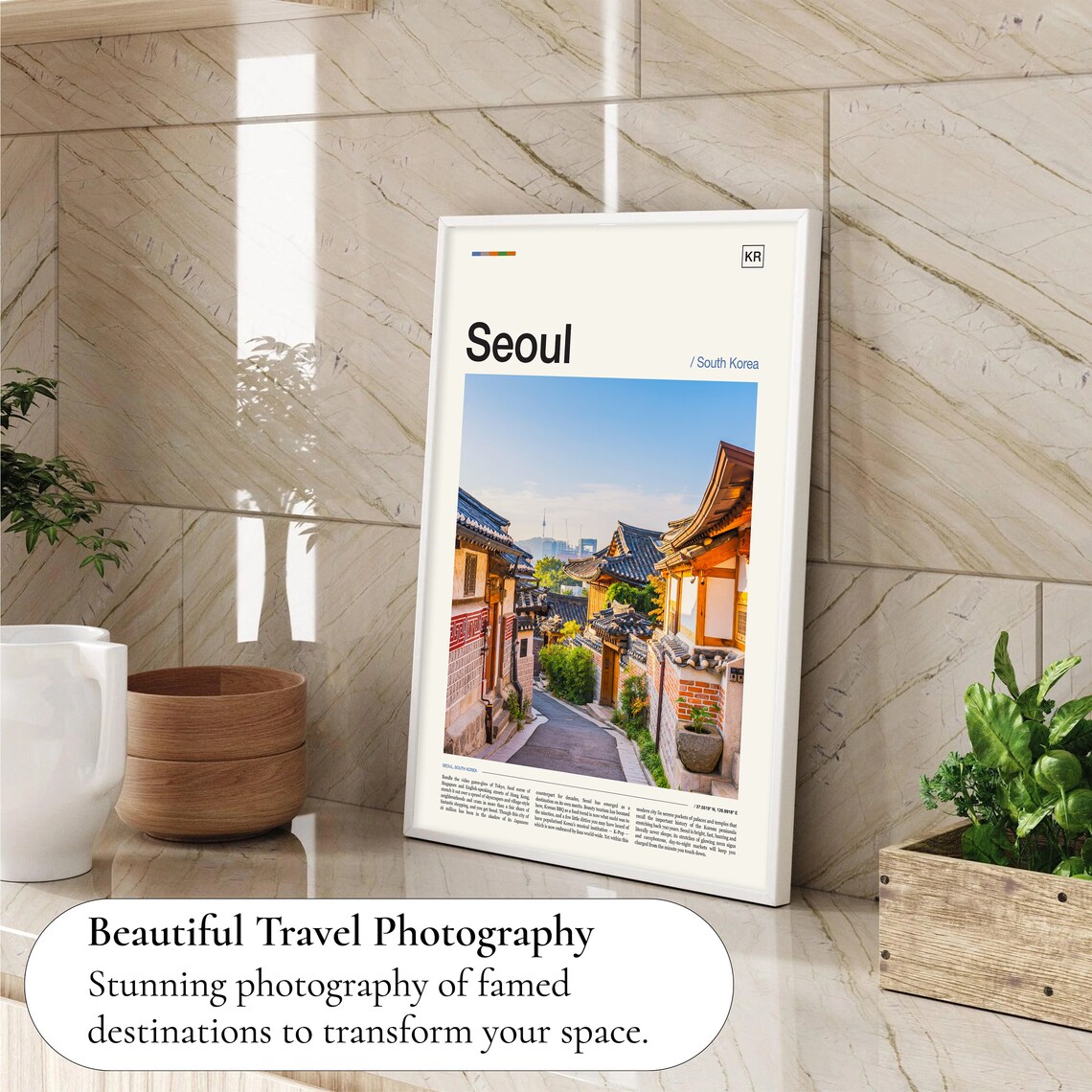Seoul Skyline, South Korea Travel Poster Art Print - Image 4