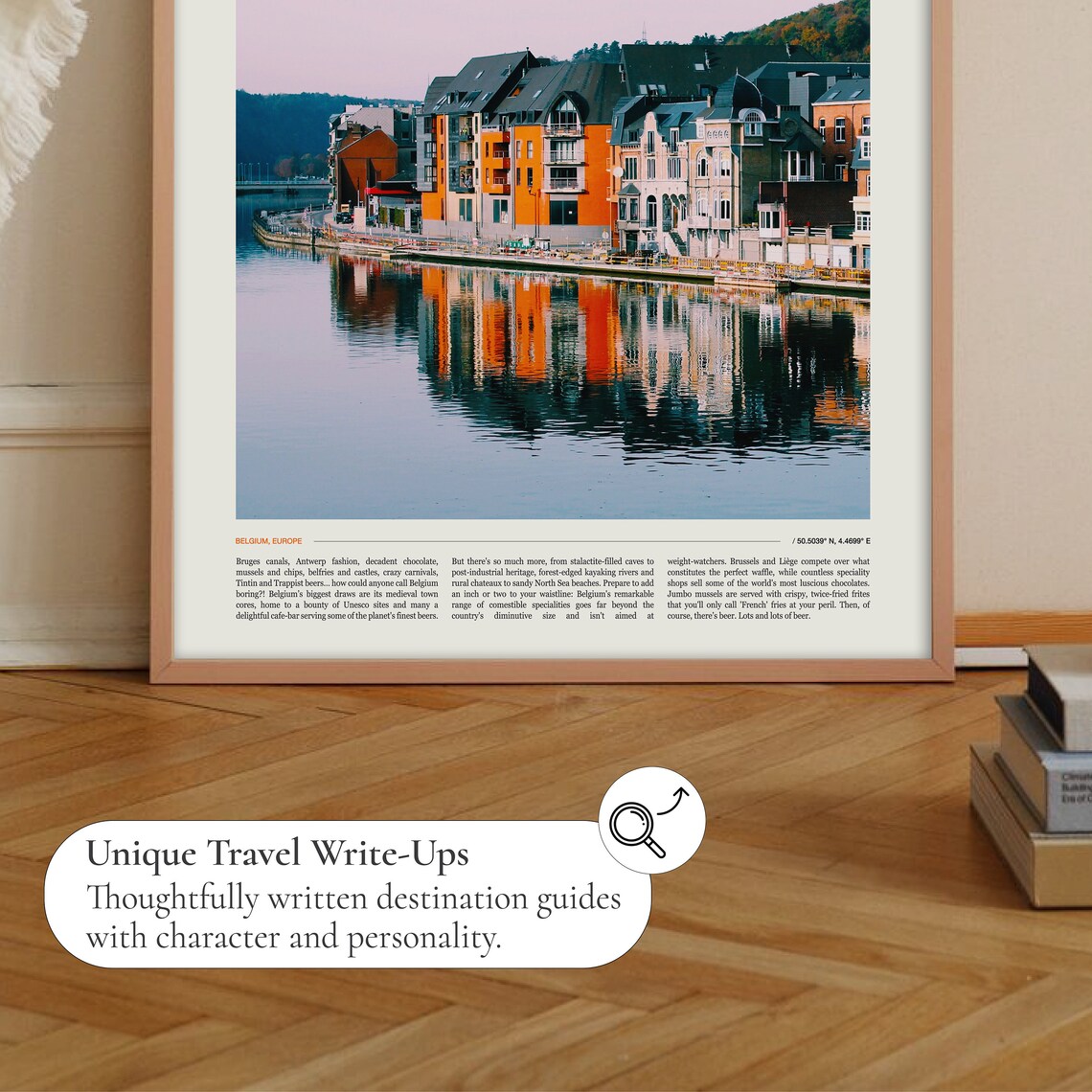 Belgium Europe Riverside Town Houses Reflected Water Photo Poster - Image 2
