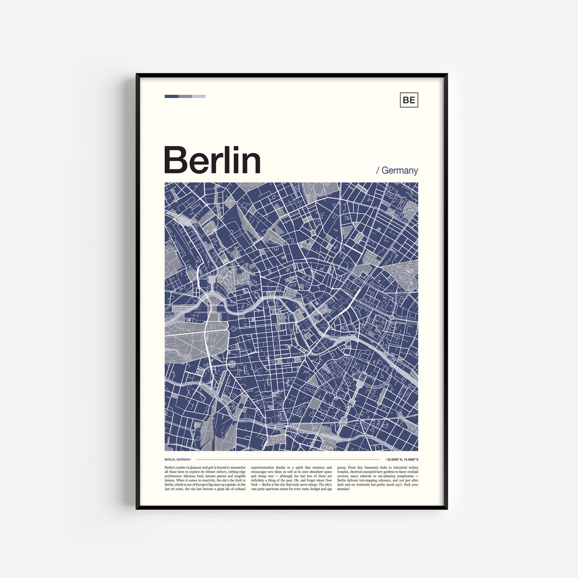 Berlin Map Poster, Travel Wall Art Print