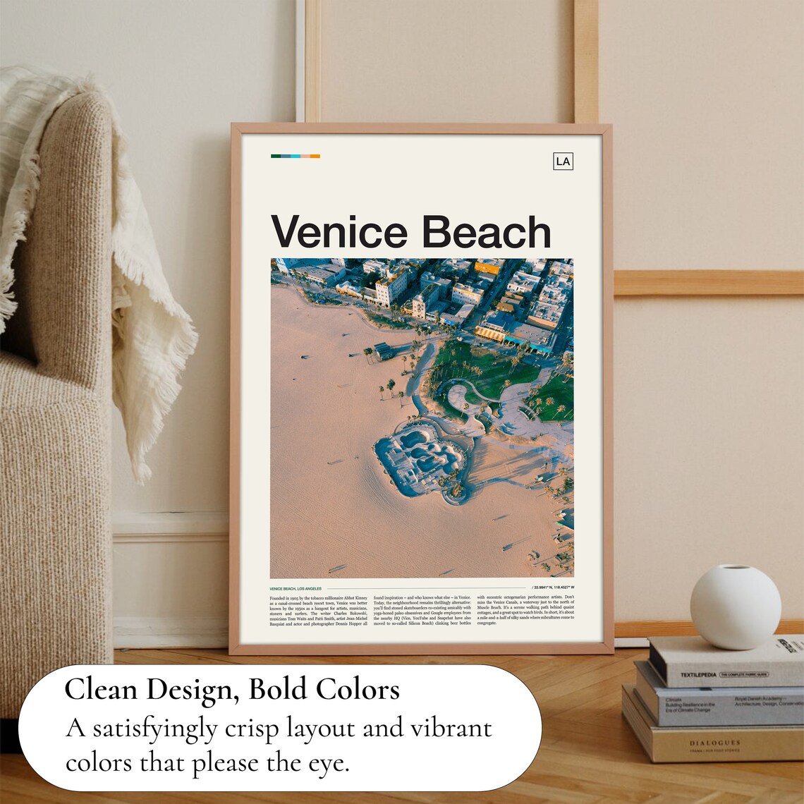 Venice Beach Los Angeles Aerial Skate Park Coast Photo Travel Poster - Image 3