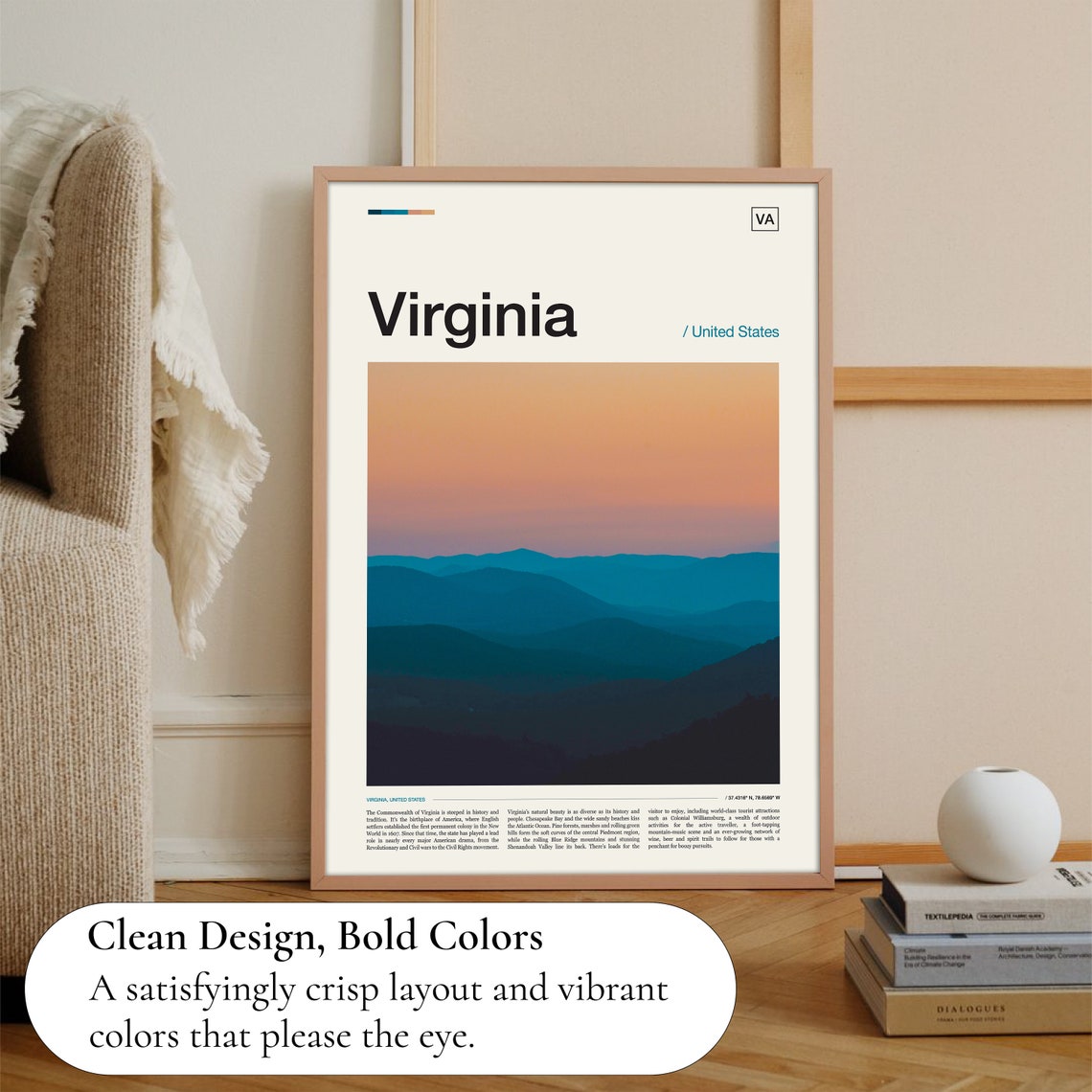 Virginia Blue Ridge Mountain Sunset Gradient Landscape Poster - Image 3