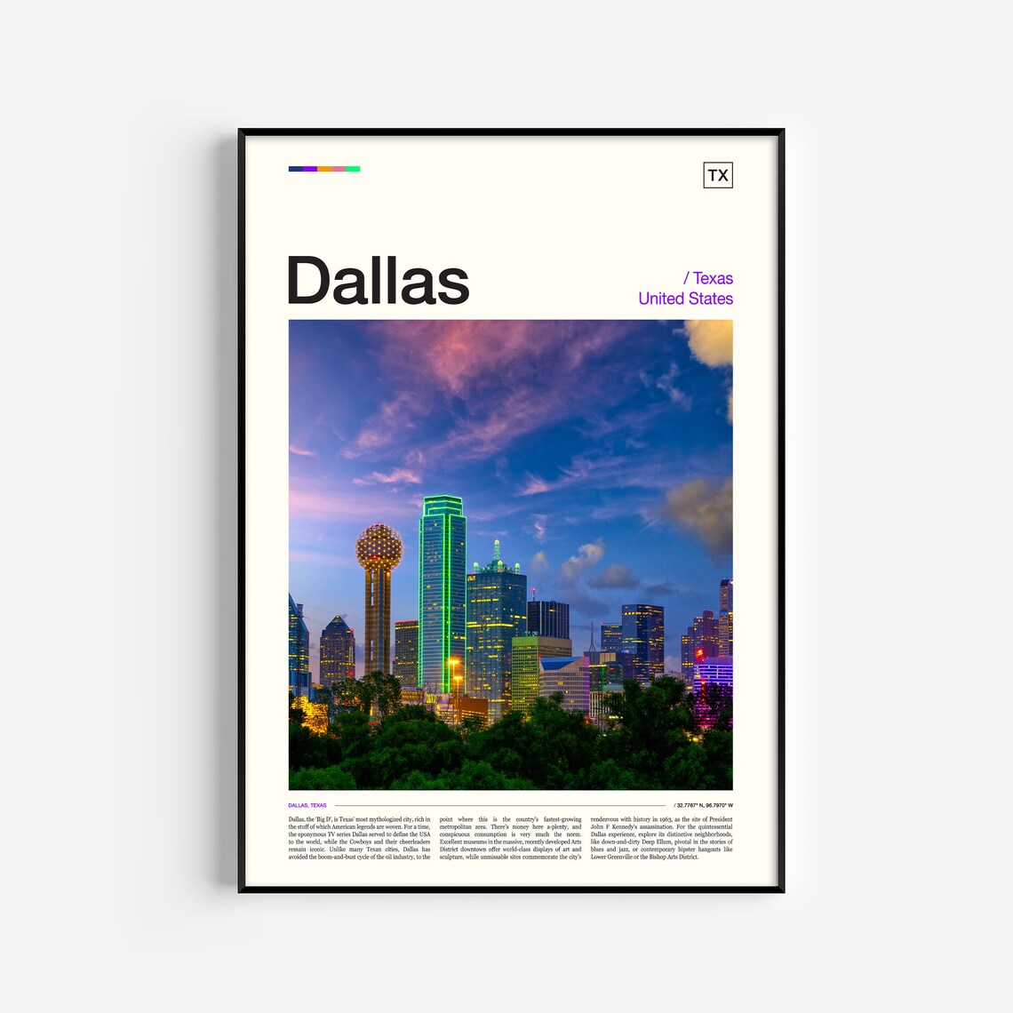 Dallas Texas Gift Travel Poster