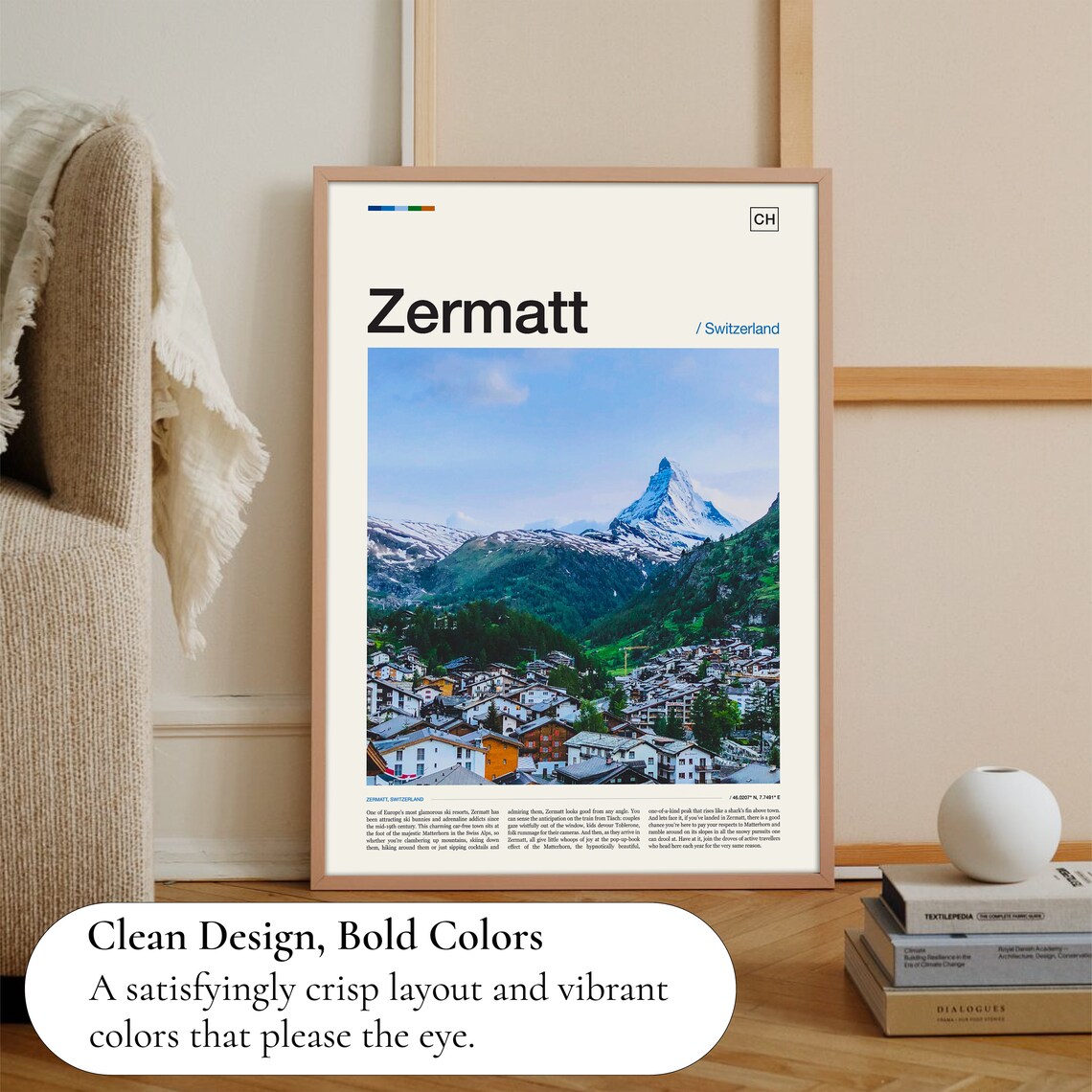Zermatt Switzerland Matterhorn Alpine Village Peaks Travel Poster - Image 3