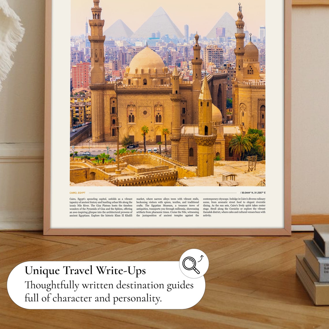 Cairo Egypt Mosque Giza Pyramids Golden Sky Scenic Photo Poster - Image 2