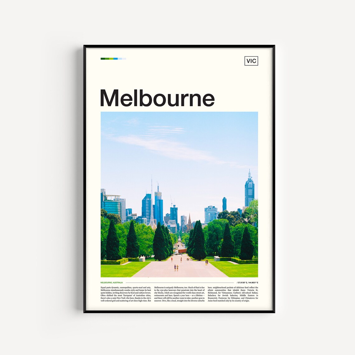 Melbourne Australia Skyline Park Gardens City View Photo Poster