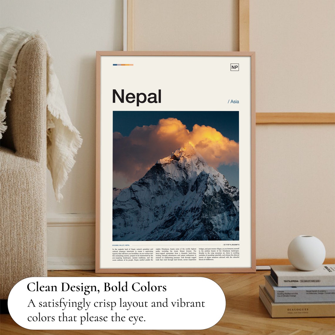 Nepal Khumbu Valley Himalayan Peak Sunset Asia Mountain Photo Poster - Image 3