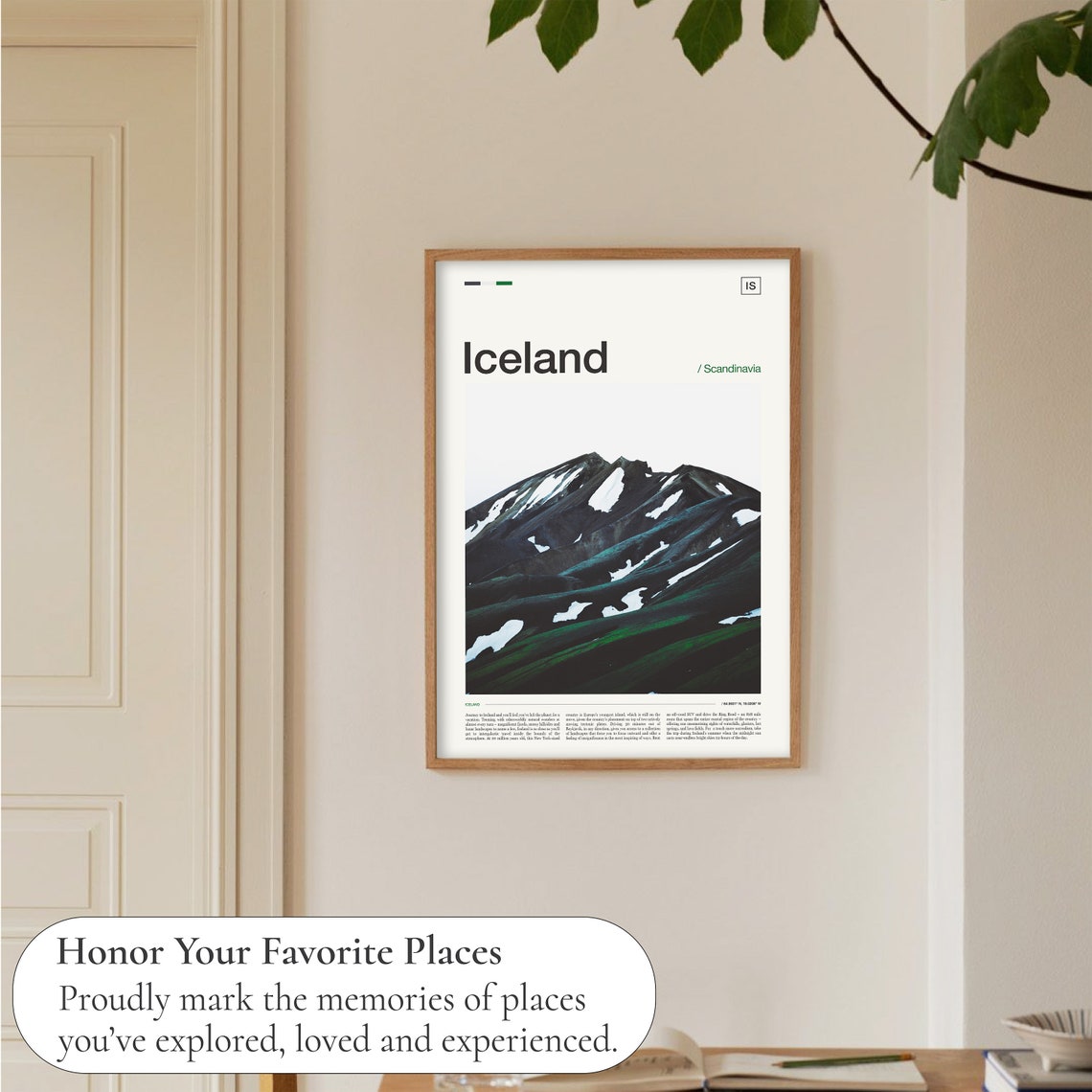 Iceland Dark Volcanic Mountain Snow Patches Dramatic Travel Poster - Image 5