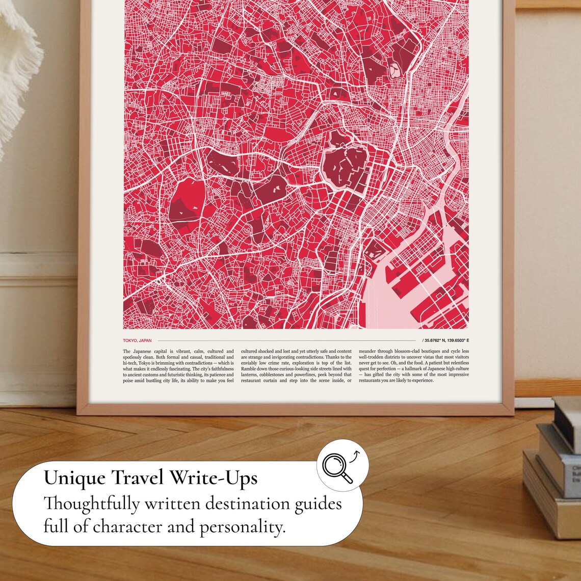 Tokyo City Street Map Red Modern Japanese Cartography Poster - Image 2