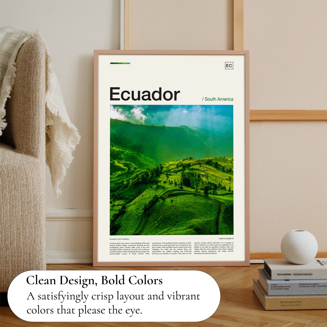 Ecuador Green Andes Valley Hills Lush Landscape Travel Poster - Image 2
