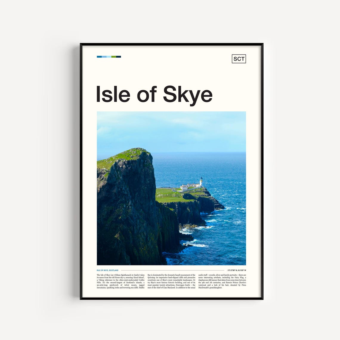 Isle Of Skye Scotland Lighthouse On Dramatic Cliff Coast Travel Poster