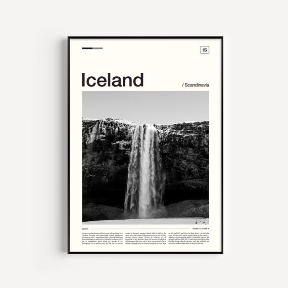 Iceland Black and White Landscape Art Print