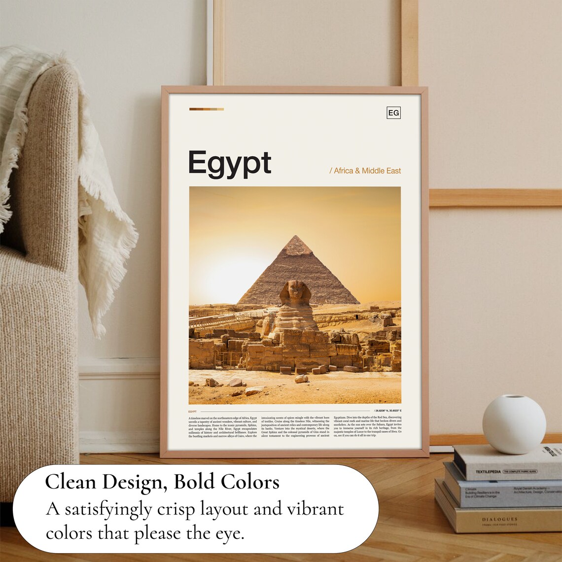 Egypt Sphinx Giza Pyramid Golden Desert Sunset Scenic Photo Poster - Image 3