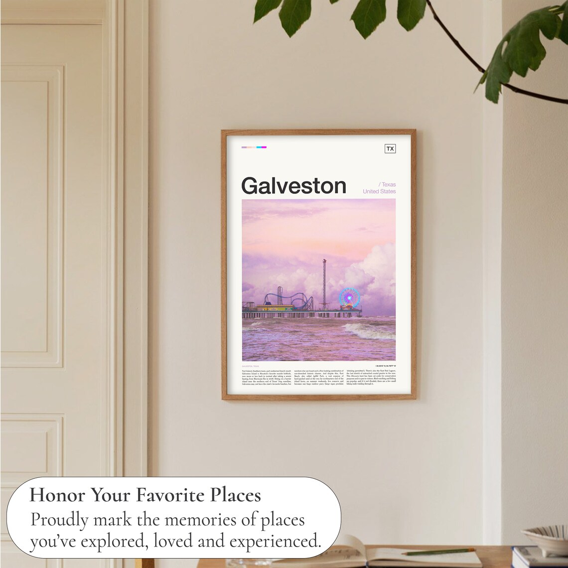 Galveston Print Galveston Texas Galveston Poster Galveston Wall Art Galveston Art Print Galveston Artwork Galveston Photo - Image 5