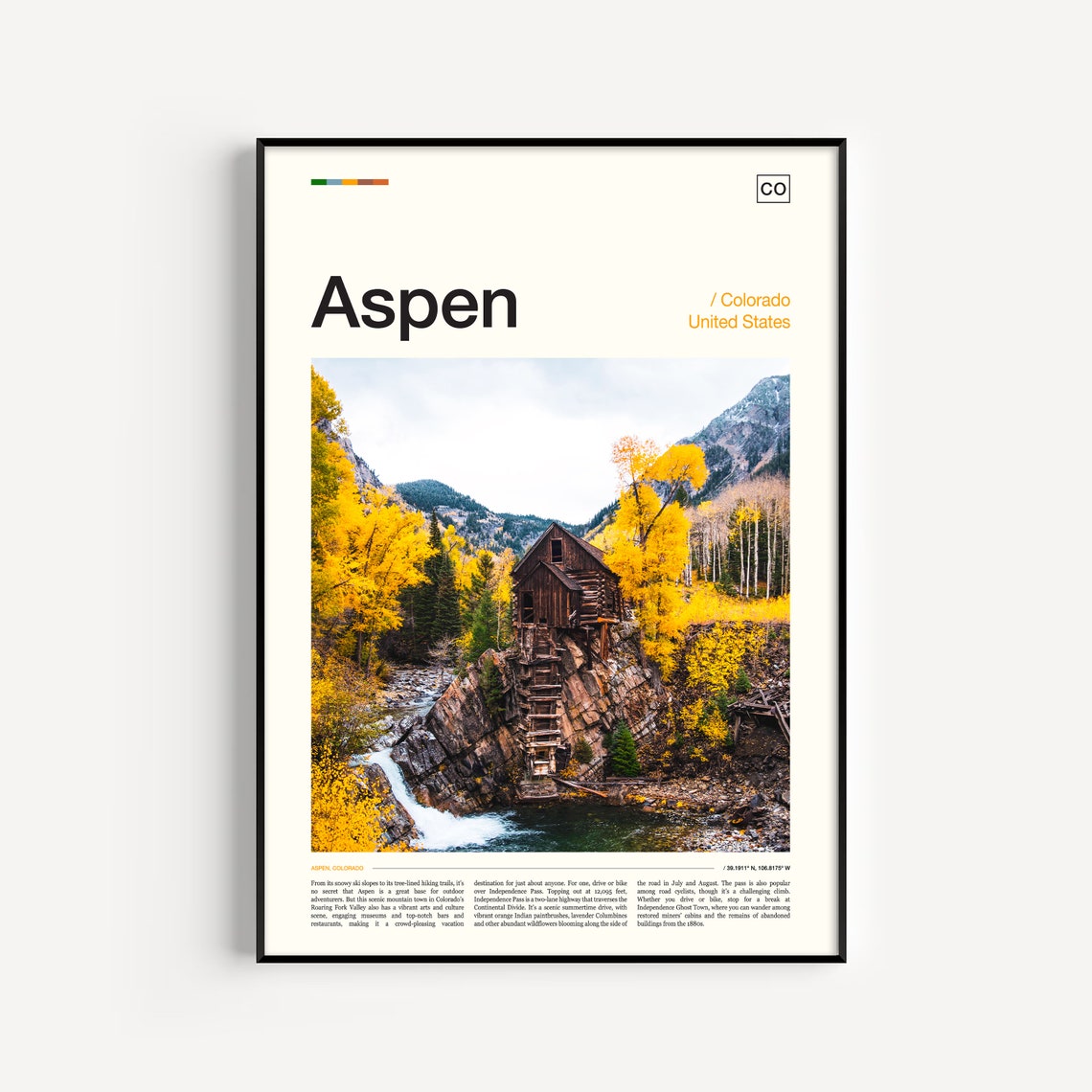 Aspen Print Aspen Poster Aspen Wall Art Aspen Art Print Aspen Artwork Aspen Photo Colorado Print Colorado Poster Colorado Wall Art