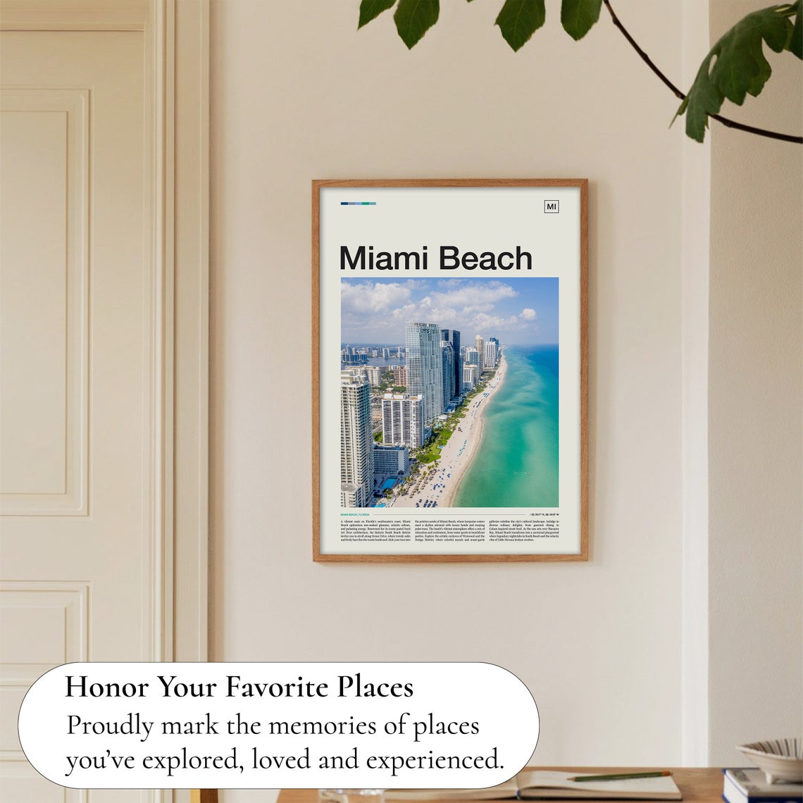 Miami Beach Florida Aerial Skyline Turquoise Ocean Sandy Beach Poster - Image 5