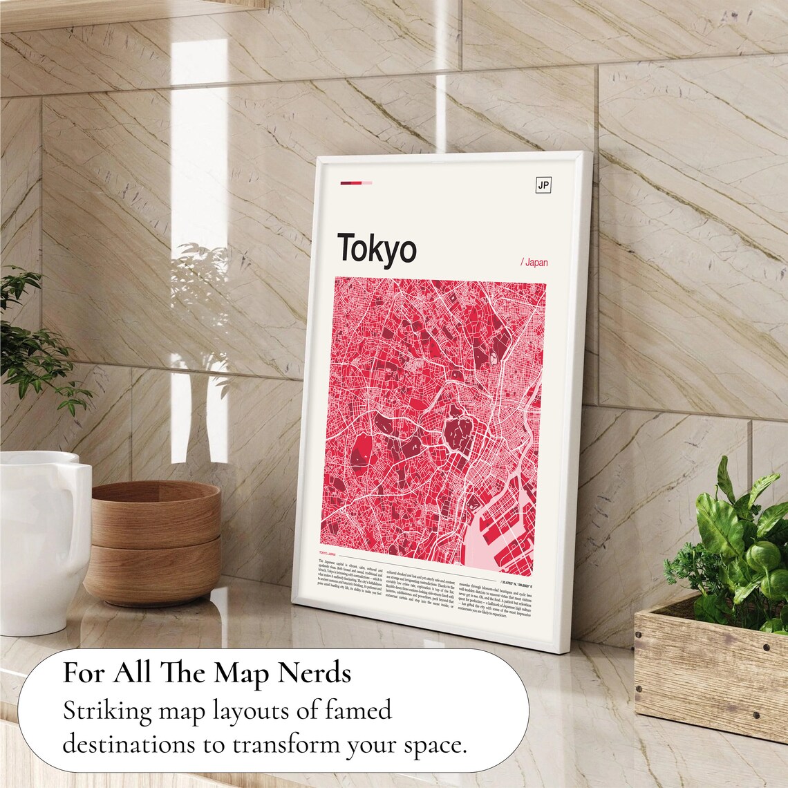 Tokyo City Street Map Red Modern Japanese Cartography Poster - Image 4