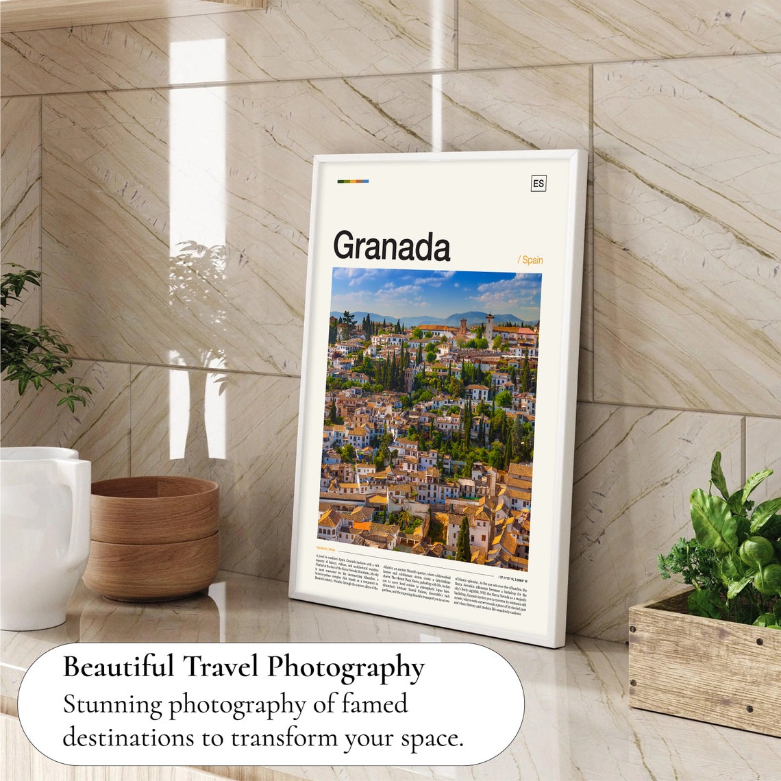 Granada Spain Old Town Rooftops Mountain View Scenic Photo Poster - Image 4