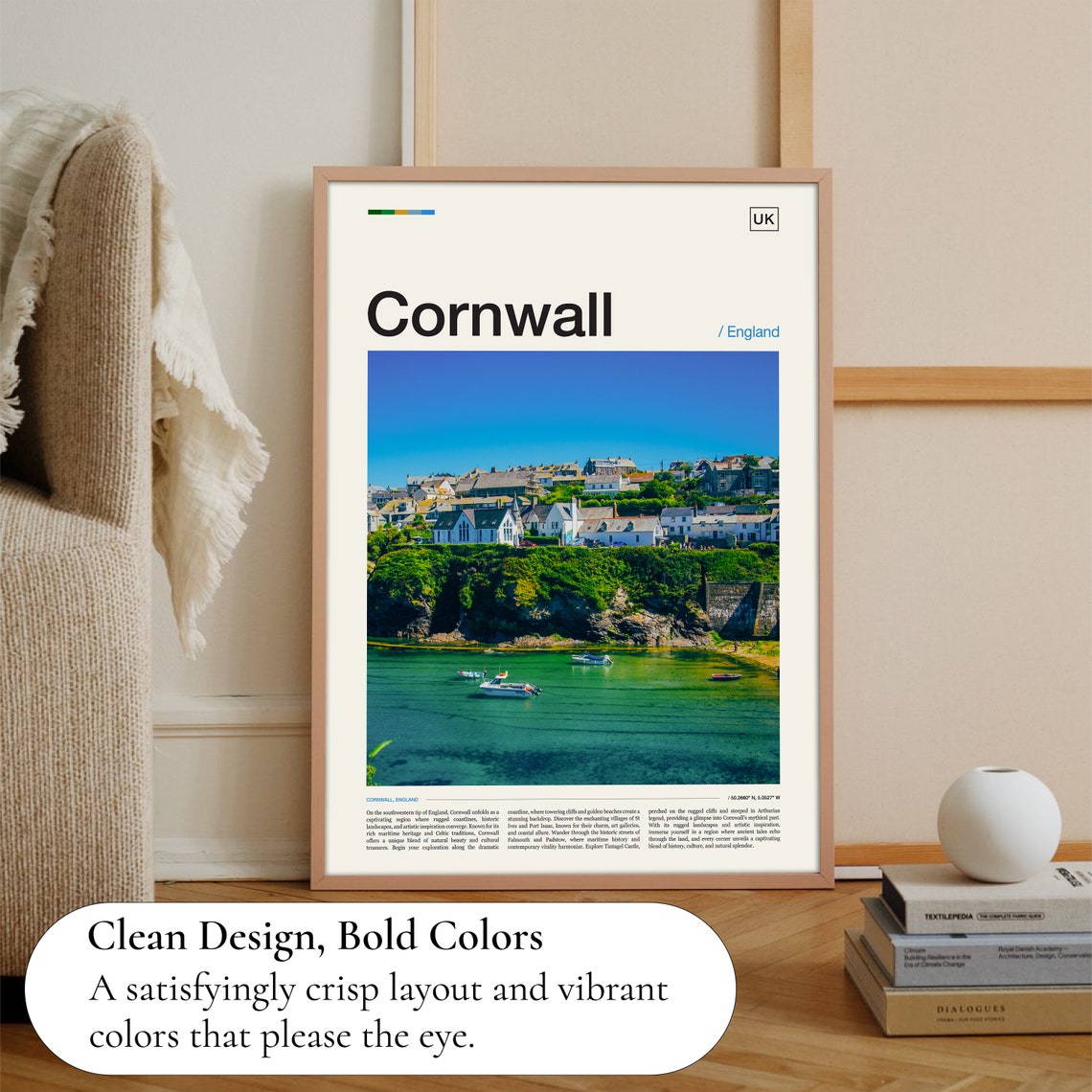Cornwall Fishing Village Coastal Cliffs England Harbor Photo Poster - Image 3