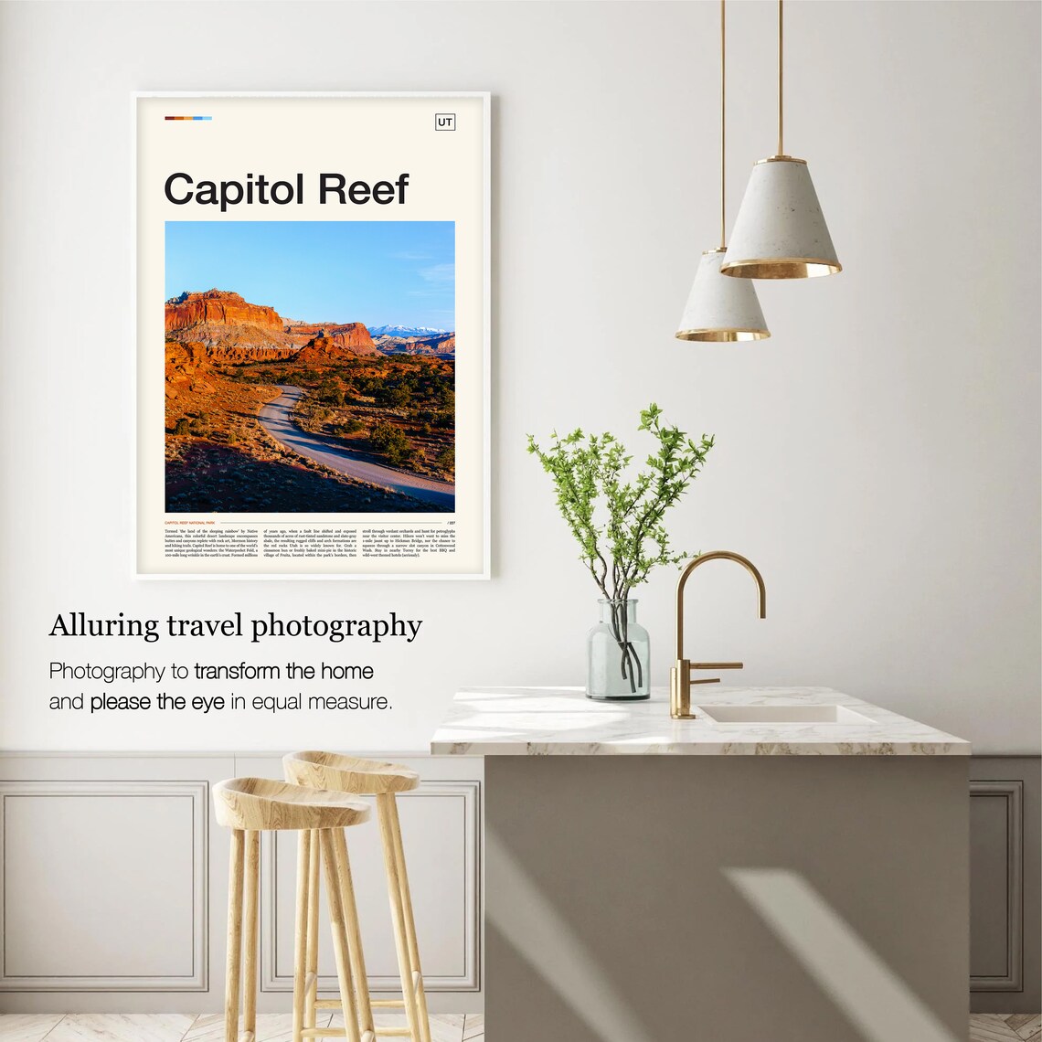 Capitol Reef National Park Utah Red Rock Desert Road Photo Travel Poster - Image 5