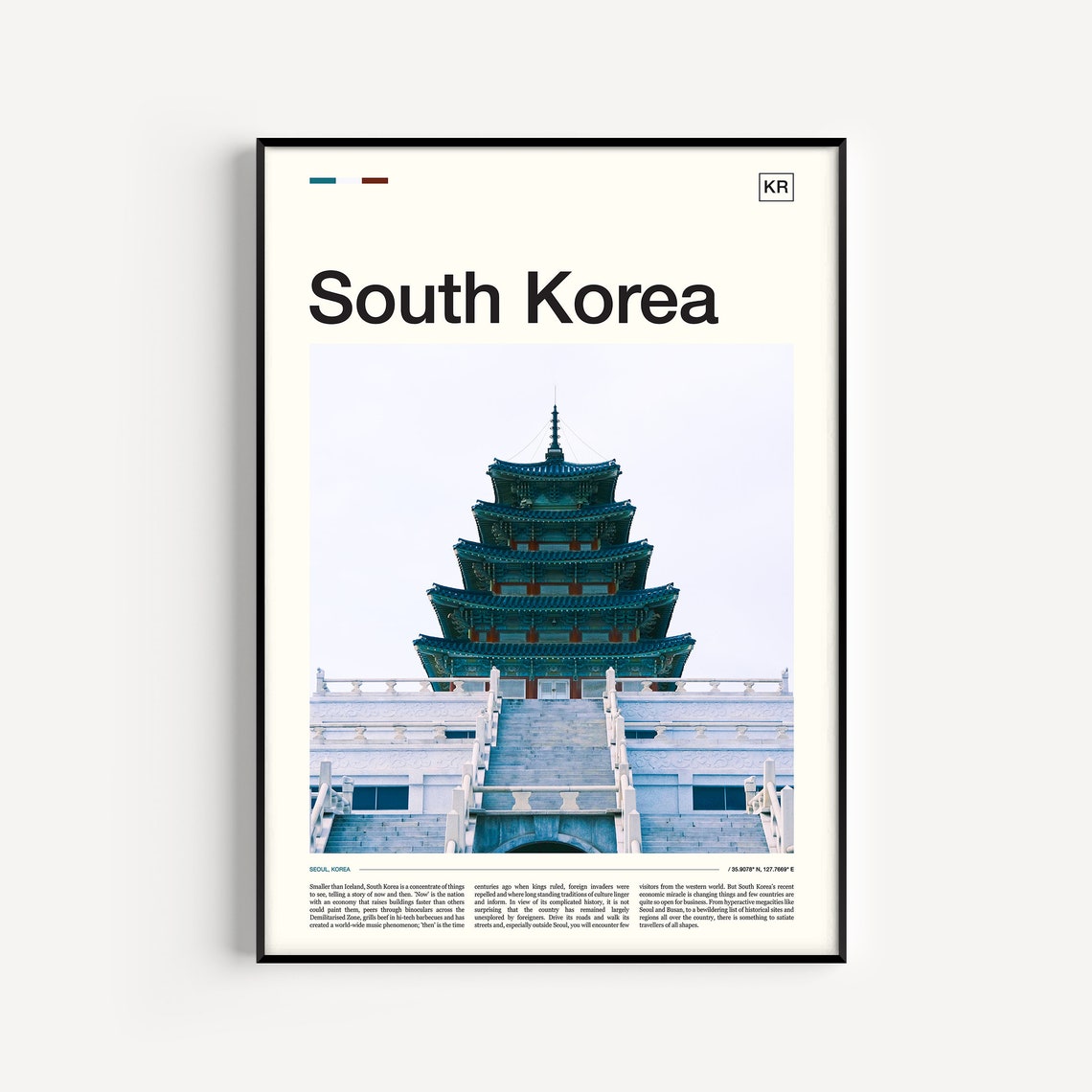 South Korea Seoul Palace Five Story Pagoda Editorial Travel Poster
