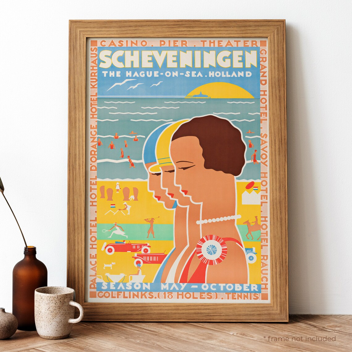 Scheveningen Vintage Travel Poster, Dutch Seaside