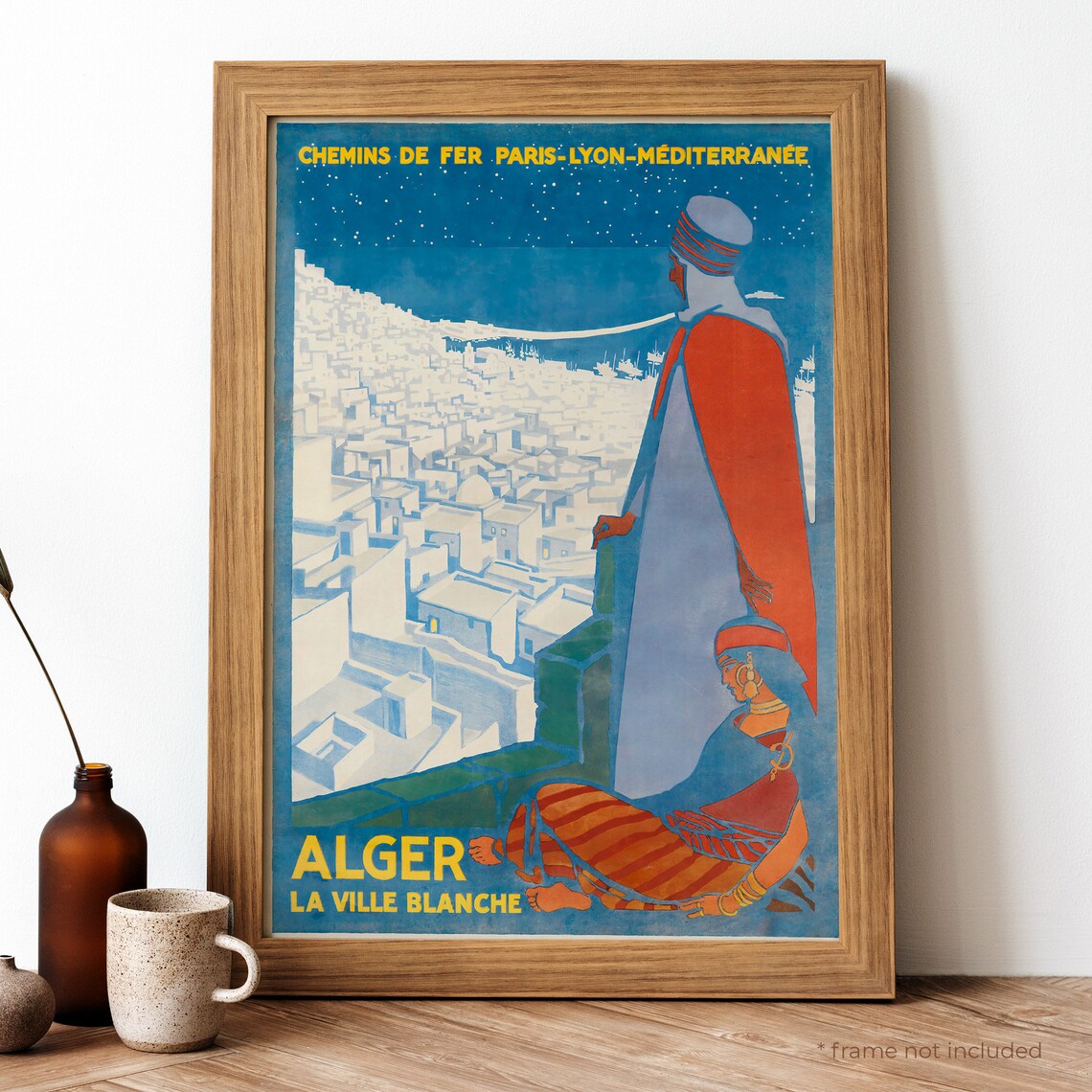 Vintage Alger La Ville Blanche French Railway Travel Art Poster