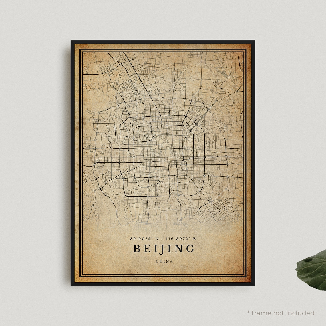 Beijing China Vintage Antique Style City Street Map Art Poster