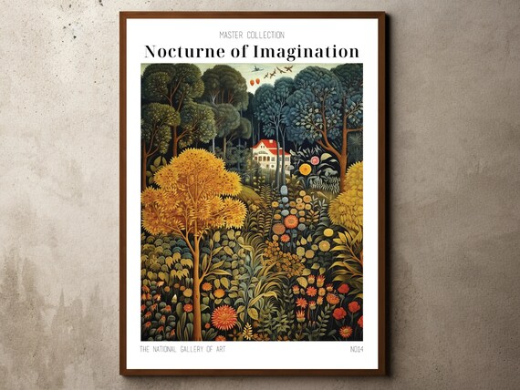 Henri Rousseau Print Poster Tropical Decor Botanical Jungle Exhibition Animals Forest Vintage Wall Art