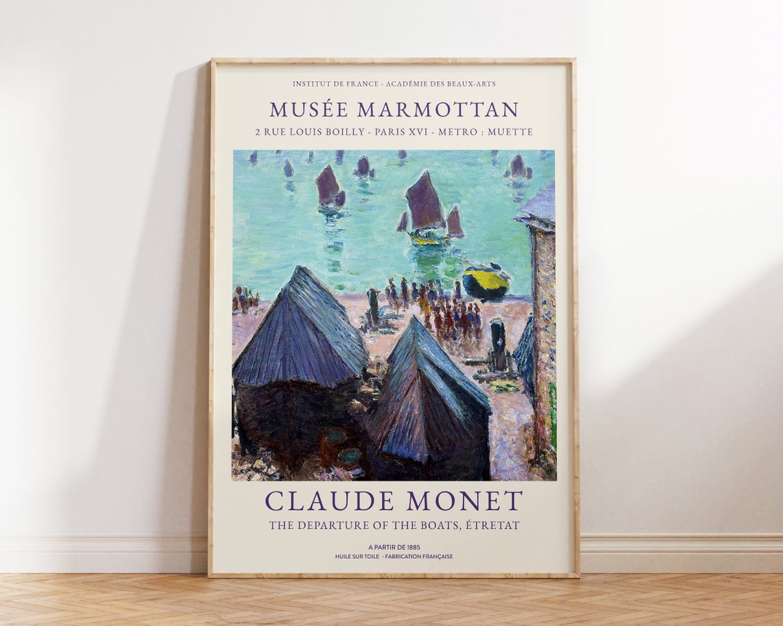 Claude Monet Print The Departure Of The Boats Print Vintage Wall Decor Monet Wall Art Sea Wall Print Blue Large Wall Art Living Room