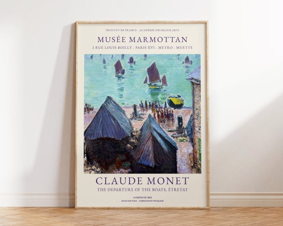 Claude Monet Print The Departure Of The Boats Print Vintage Wall Decor Monet Wall Art Sea Wall Print Blue Large Wall Art Living Room