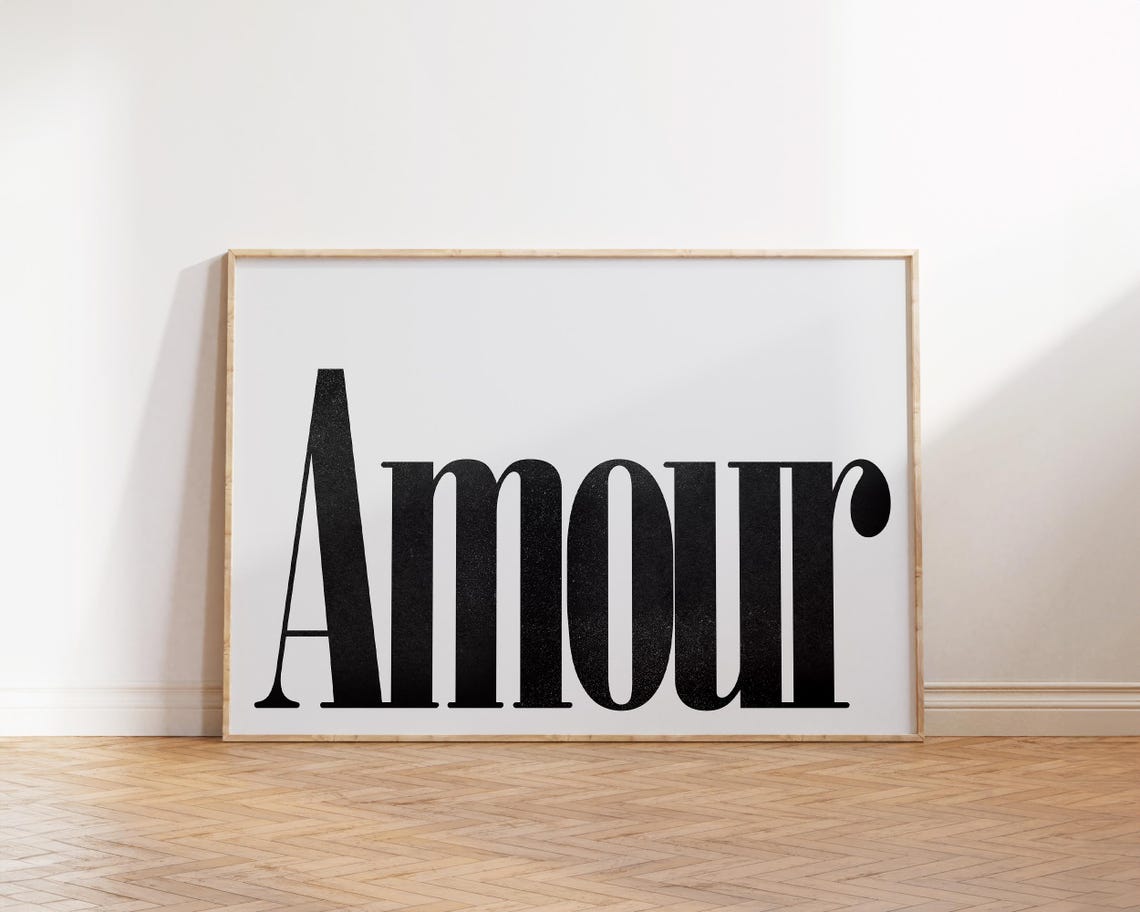 Amour Bold Black Serif French Typography Romantic Wall Art Poster - Image 4