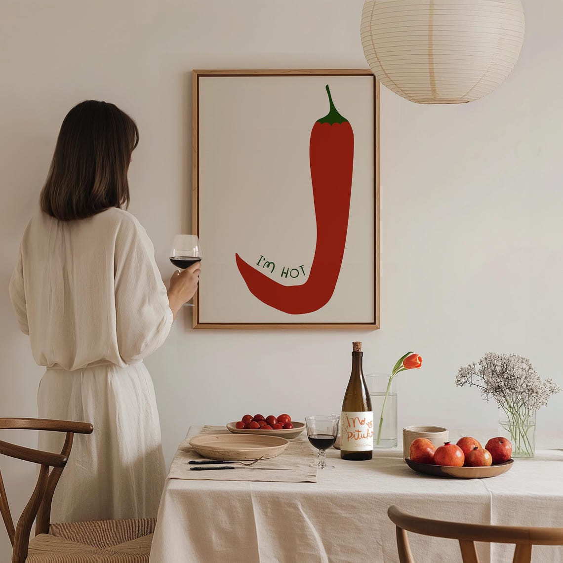 I'm Hot Red Chili Pepper Funny Retro Minimalist Kitchen Decor Poster - Image 3