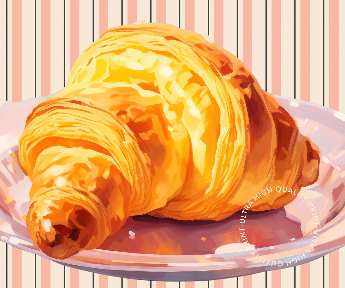 Pastry Club Croissant Vintage Kitchen Food Illustration Red Poster - Image 5