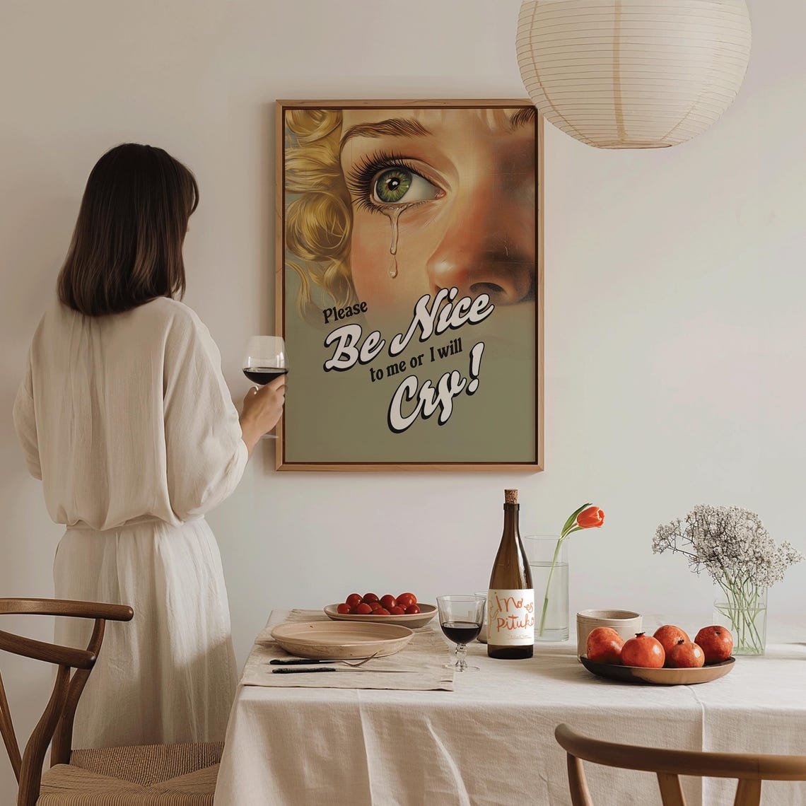 Please Be Nice To Me Or I Will Cry Retro Crying Woman Funny Wall Print - Image 4