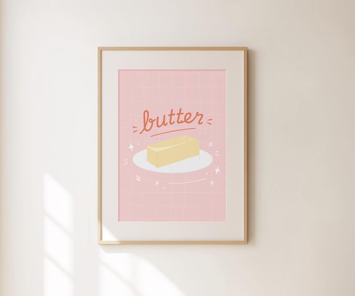 Butter Prints Cute Butter Art Kitchen Wall Art Aesthetic Kitchen Decor Fun Kitchen Print Trendy Kitchen Poster Preppy Apartment Decor - Image 4