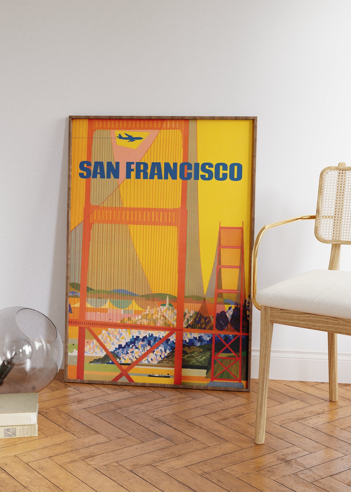 San Francisco Vintage Poster Travel Sf Bridge Art Retro Cityscape Wall Decor For Living Room And Office Home And Birthday Gifts - Image 2