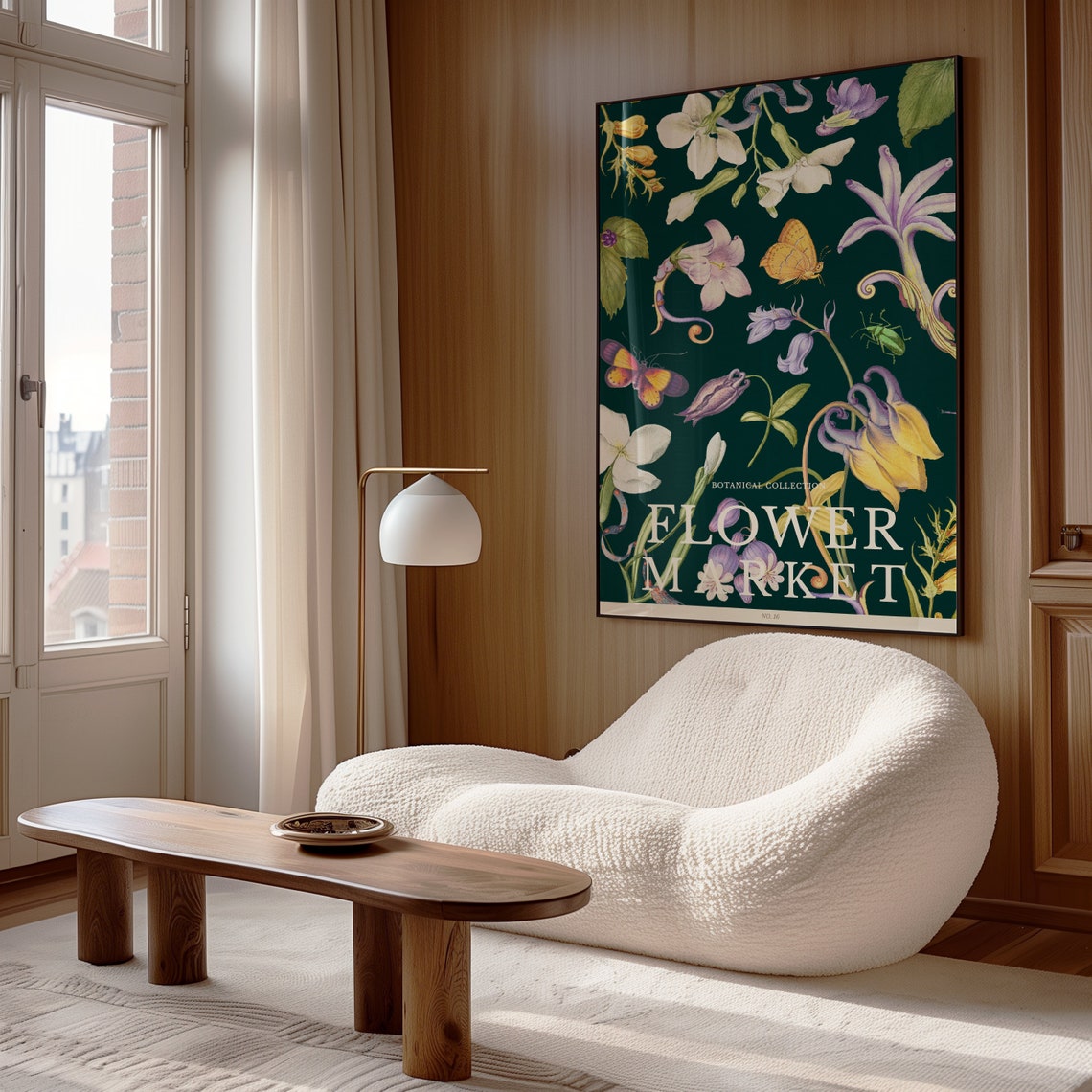 The Flower Market Posters Green Flower Wall Art For Living Room Vintage Flower Market Print Botanical Prints Green Office Wall Art - Image 4